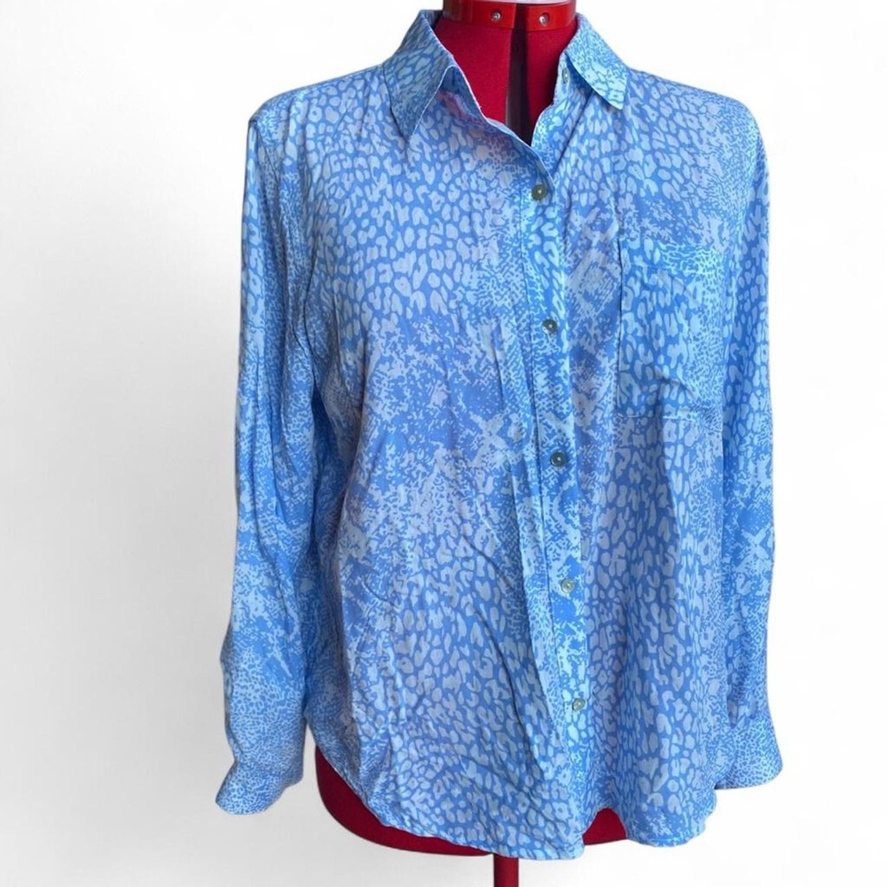 Rails Blue Animal Print Button-Up Shirt